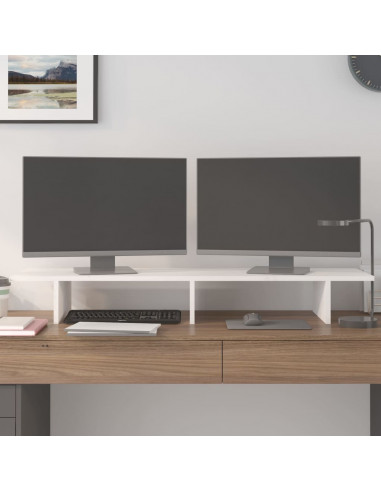 Supporto per Monitor Bianco 100x27x15 cm Legno Massello di Pino