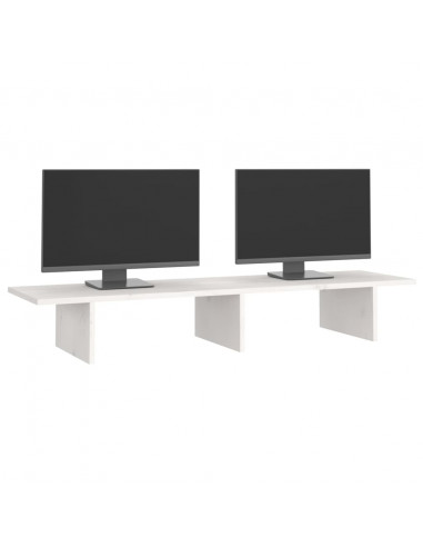 Supporto per Monitor Bianco 100x27x15 cm Legno Massello di Pino