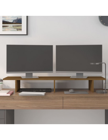 Supporto per Monitor Miele 100x27x15 cm Legno Massello di Pino