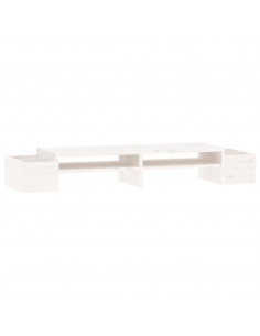 Supporto per Monitor Bianco100x27,5x15cm Legno Massello di Pino 2