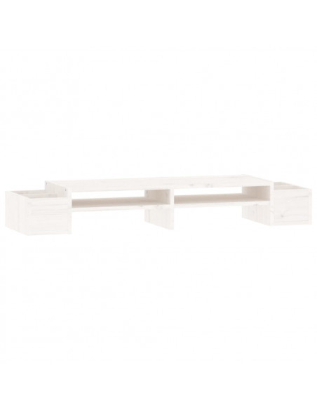 Supporto per Monitor Bianco100x27,5x15cm Legno Massello di Pino