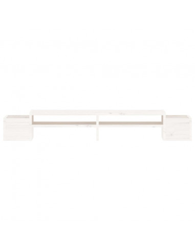Supporto per Monitor Bianco100x27,5x15cm Legno Massello di Pino