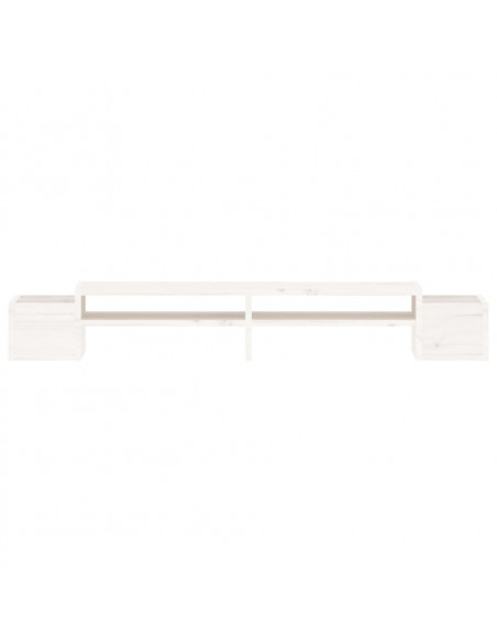 Supporto per Monitor Bianco100x27,5x15cm Legno Massello di Pino