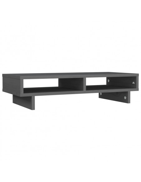 Supporto per Monitor Grigio 60x27x14 cm Legno Massello di Pino
