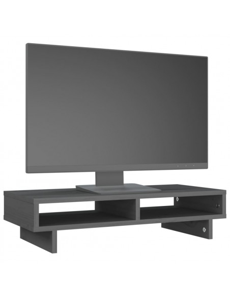 Supporto per Monitor Grigio 60x27x14 cm Legno Massello di Pino
