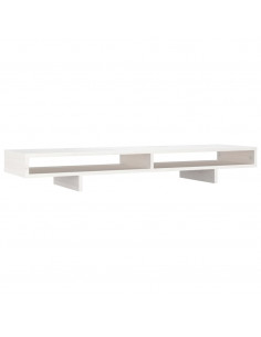 Supporto per Monitor Bianco 100x27x14 cm Legno Massello di Pino 2