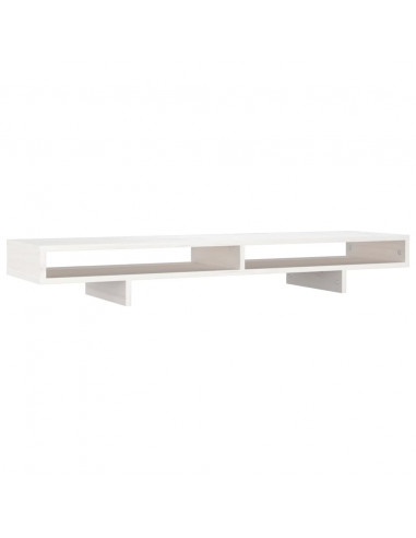 Supporto per Monitor Bianco 100x27x14 cm Legno Massello di Pino