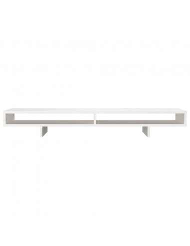 Supporto per Monitor Bianco 100x27x14 cm Legno Massello di Pino