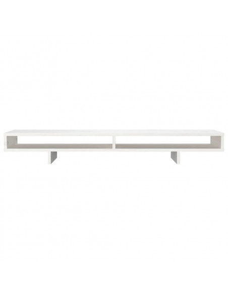 Supporto per Monitor Bianco 100x27x14 cm Legno Massello di Pino