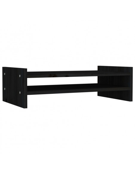 Supporto per Monitor Nero 50x27x15 cm in Legno Massello di Pino