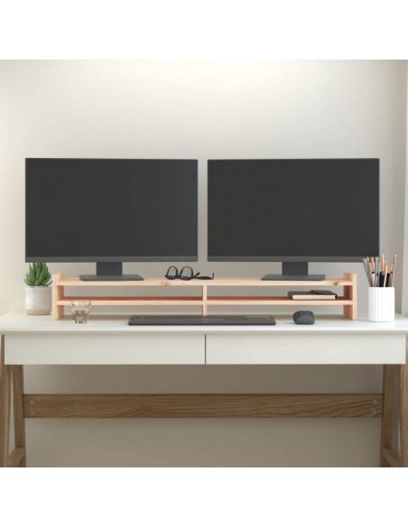 Supporto per Monitor 100x27x15cm in Legno Massello di Pino