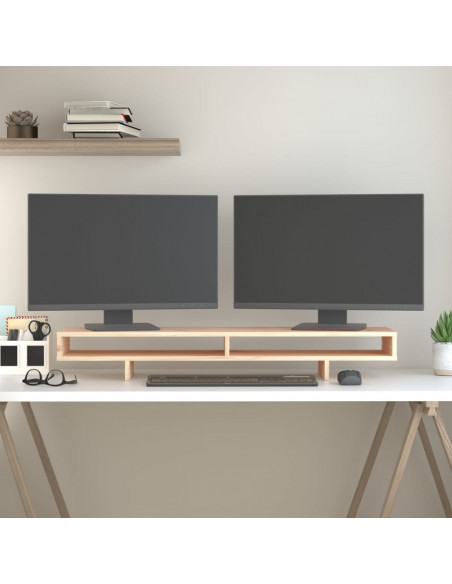 Supporto per Monitor 100x27x14 cm in Legno Massello di Pino