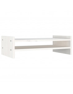 Supporto per Monitor Bianco 50x27x15 cm Legno Massello di Pino 2