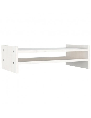 Supporto per Monitor Bianco 50x27x15 cm Legno Massello di Pino