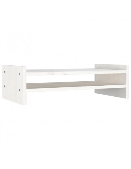 Supporto per Monitor Bianco 50x27x15 cm Legno Massello di Pino