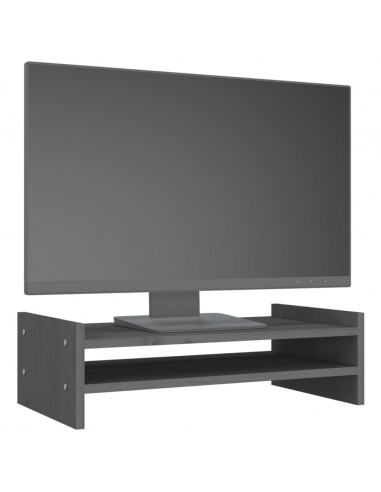 Supporto per Monitor Grigio 50x27x15 cm Legno Massello di Pino