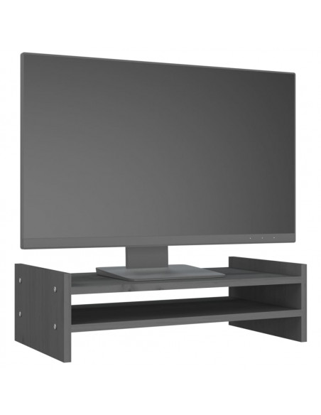 Supporto per Monitor Grigio 50x27x15 cm Legno Massello di Pino