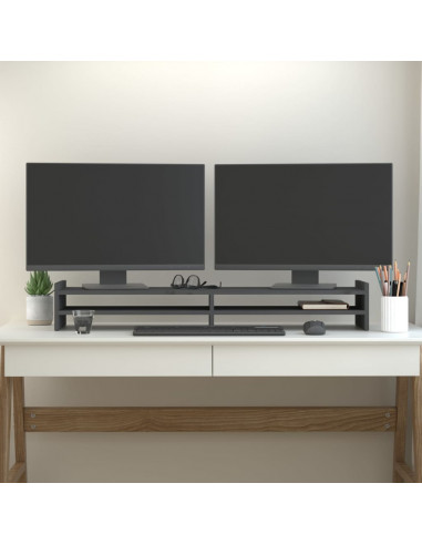 Supporto per Monitor Grigio 100x27x15 cm Legno Massello di Pino