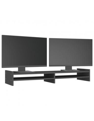 Supporto per Monitor Grigio 100x27x15 cm Legno Massello di Pino