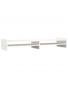 Supporto per Monitor Bianco 100x27x15 cm Legno Massello di Pino 2