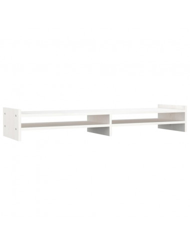 Supporto per Monitor Bianco 100x27x15 cm Legno Massello di Pino
