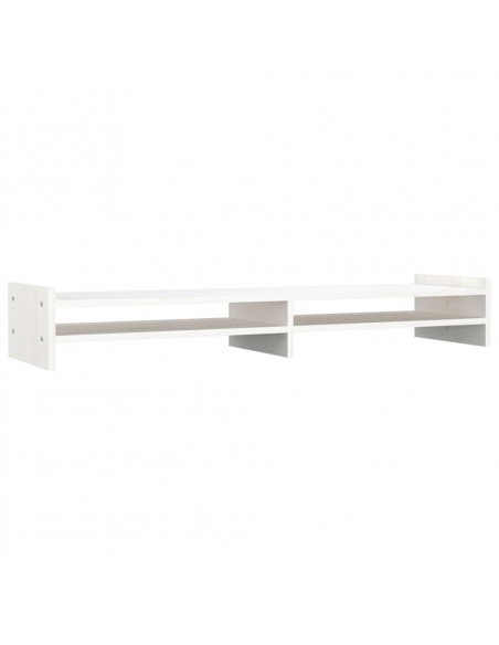 Supporto per Monitor Bianco 100x27x15 cm Legno Massello di Pino