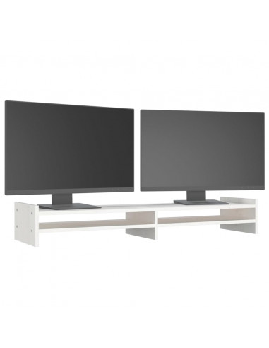 Supporto per Monitor Bianco 100x27x15 cm Legno Massello di Pino