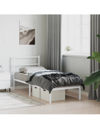 Giroletto con Testiera Metallo Bianco 80x200 cm