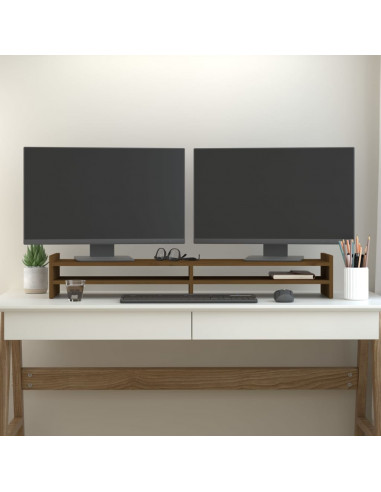 Supporto per Monitor Miele 100x27x15 cm Legno Massello di Pino