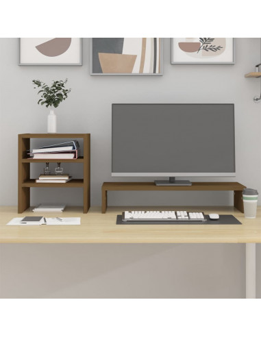 Supporto per Monitor Miele 81x20x30 cm Legno Massello di Pino