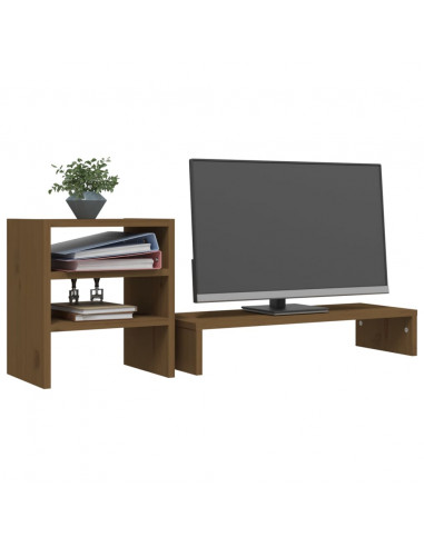 Supporto per Monitor Miele 81x20x30 cm Legno Massello di Pino