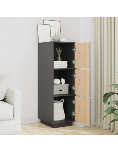 Credenza Grigia 34x40x108,5 cm in Legno Massello di Pino