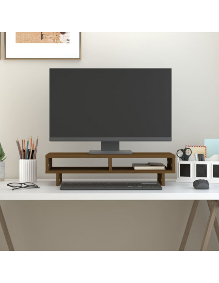 Supporto per Monitor Miele 60x27x14 cm Legno Massello di Pino