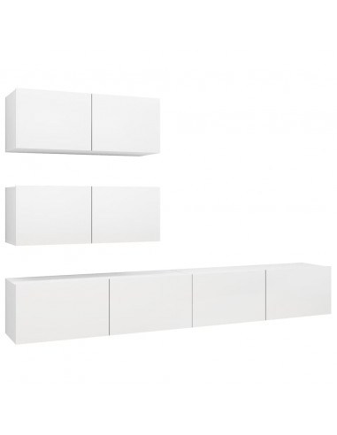 Set Mobili Porta TV 4 pz Bianco in Legno Multistrato
