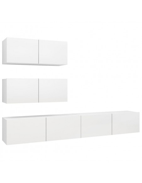 Set Mobili Porta TV 4 pz Bianco in Legno Multistrato
