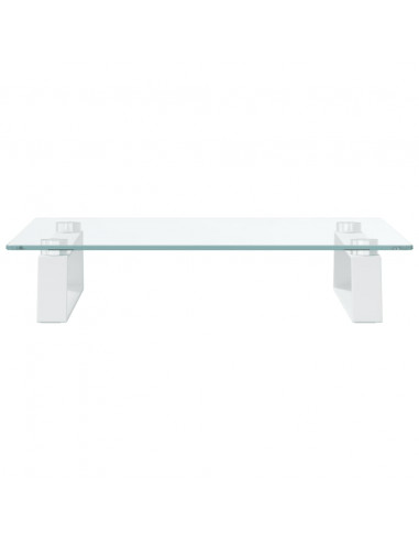 Supporto per Monitor Bianco 40x35x8cm Vetro Temperato e Metallo