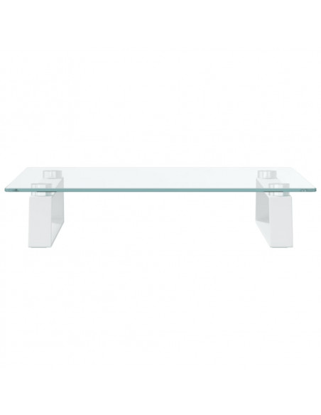 Supporto per Monitor Bianco 40x35x8cm Vetro Temperato e Metallo