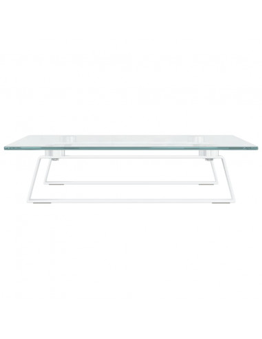 Supporto per Monitor Bianco 40x35x8cm Vetro Temperato e Metallo