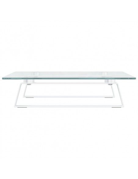 Supporto per Monitor Bianco 40x35x8cm Vetro Temperato e Metallo