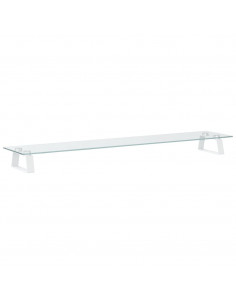 Supporto per Monitor Bianco 100x20x8cm Vetro Temperato Metallo 2