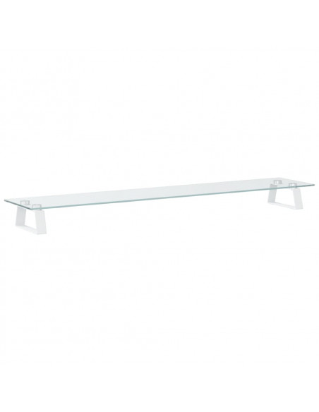 Supporto per Monitor Bianco 100x20x8cm Vetro Temperato Metallo