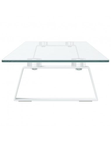 Supporto per Monitor Bianco 100x20x8cm Vetro Temperato Metallo