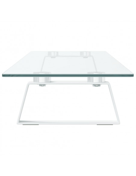 Supporto per Monitor Bianco 100x20x8cm Vetro Temperato Metallo