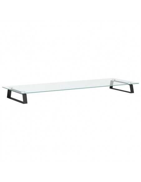 Supporto per Monitor Nero 100x35x8cm Vetro Temperato e Metallo