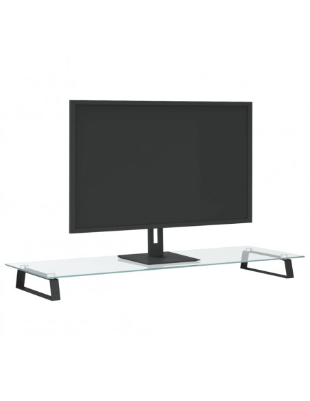 Supporto per Monitor Nero 100x35x8cm Vetro Temperato e Metallo