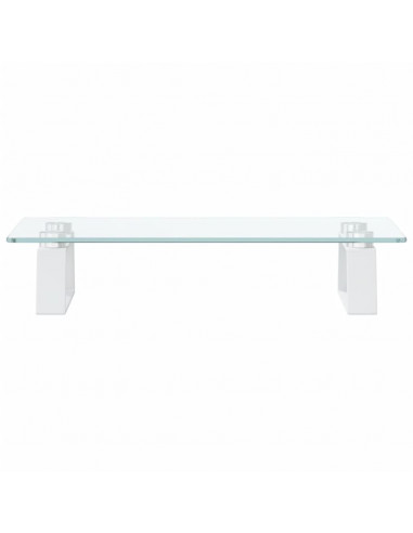 Supporto per Monitor Bianco 40x20x8cm Vetro Temperato e Metallo