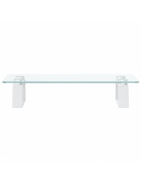 Supporto per Monitor Bianco 40x20x8cm Vetro Temperato e Metallo