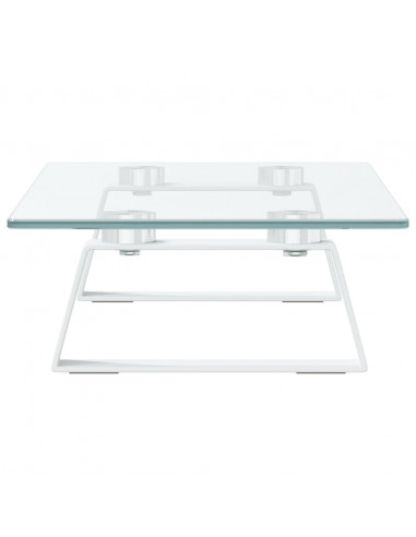 Supporto per Monitor Bianco 40x20x8cm Vetro Temperato e Metallo