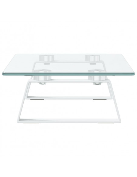 Supporto per Monitor Bianco 40x20x8cm Vetro Temperato e Metallo