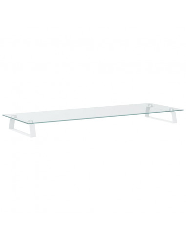 Supporto per Monitor Bianco 100x35x8cm Vetro Temperato Metallo